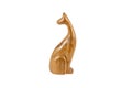 Wooden cat figurine on white Royalty Free Stock Photo