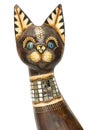 Wooden cat head isolated Royalty Free Stock Photo