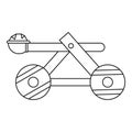 Wooden catapult icon, outline style