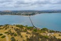 Wooden causeway connecting Victor Harbor with Granite island in Australia Royalty Free Stock Photo