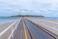 Wooden causeway connecting Victor Harbor with Granite island in Australia Royalty Free Stock Photo