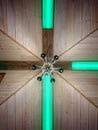 Wooden ceiling with vintage chandelier