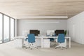 Wooden ceiling open space office interior