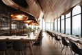 Wooden ceiling restaurant interior Royalty Free Stock Photo