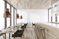 Wooden ceiling restaurant interior Royalty Free Stock Photo