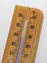 Wooden Celsius thermometer with blue dial