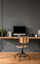 Grey minimal workspace interior Royalty Free Stock Photo