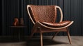 Samael Leather Chair: Intricate Weaving And Mid-century Design Royalty Free Stock Photo