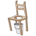 Wooden chair retro commode drawing