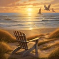 A Wooden Chair by the Sea