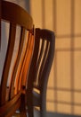 wooden chair with suns rays on it.sunset time.