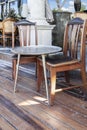 Wooden chair and table set at a modern coffee shop Royalty Free Stock Photo