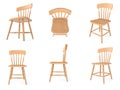 Wooden chairs in different angles