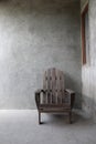 Wooden chairs object on cement wall background Royalty Free Stock Photo