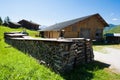 Wooden chalet and fire logs Royalty Free Stock Photo