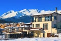 Houses and mountains panorama in Bansko, Bulgaria Royalty Free Stock Photo