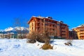 Houses and mountains panorama in Bansko, Bulgaria Royalty Free Stock Photo