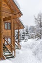 Wooden chalets in the ski resort Bukovel Royalty Free Stock Photo