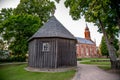 Wooden chapel and church on Kernave mound