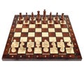 Wooden chess board with chess pieces Royalty Free Stock Photo