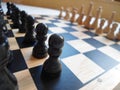 Wooden chess board Royalty Free Stock Photo