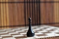 Wooden chess Board and plastic chess king, on board Royalty Free Stock Photo