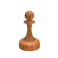 Wooden chess pawn 3d rendering