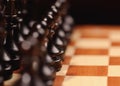 wooden chess pieces. Black figures Royalty Free Stock Photo