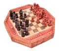 Wooden chess pieces on a chess board is unique Royalty Free Stock Photo