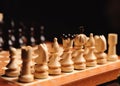 wooden chess pieces on the chess desk. White figures Royalty Free Stock Photo