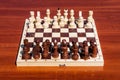 Wooden chess pieces on the game board. Royalty Free Stock Photo