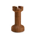 Wooden chess rook 3d rendering