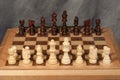Wooden Chess Set on Chess Board