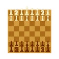 Wooden Chessboard with Chess Pieces as Chess or Strategy Board Game Above View Vector Illustration Royalty Free Stock Photo