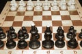 Wooden chessboard with the chessmen like a leisure backdrop Royalty Free Stock Photo