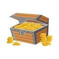 Wooden Chest Filled With Golden Coins, Hidden Treasure And Riches For Reward In Flash Came Design Variation Royalty Free Stock Photo