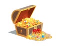 Wooden Chest Full of Ancient Royal Shiny Tresures Royalty Free Stock Photo