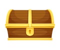 Wooden Chest with Golden Lock as Magical Object and Witchcraft Item Vector Illustration