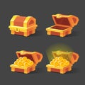 Wooden Chest set for game interface. Vector illustration. Royalty Free Stock Photo