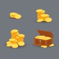 Wooden Chest set for game interface. Vector illustration. Royalty Free Stock Photo