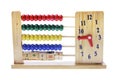 Wooden Children Abacus with Clock Royalty Free Stock Photo