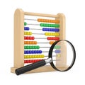 Wooden Children Abacus Toy for Learn Counting with Magnifying Glass. 3d Rendering