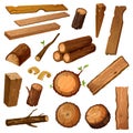 Wooden chips and bark, timber and stum. Wood Royalty Free Stock Photo