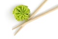 Wooden chopsticks and wasabi isolated Royalty Free Stock Photo