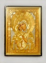 Wooden christian icon on white background