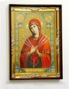 Wooden christian icon on white background