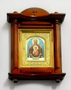 Wooden christian icon on white background
