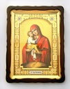 Wooden christian icon on white background