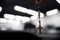 Wooden Christian rosary with crucifix Royalty Free Stock Photo