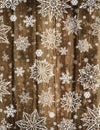 Wooden christmas background with snowflakes and stars, vector
